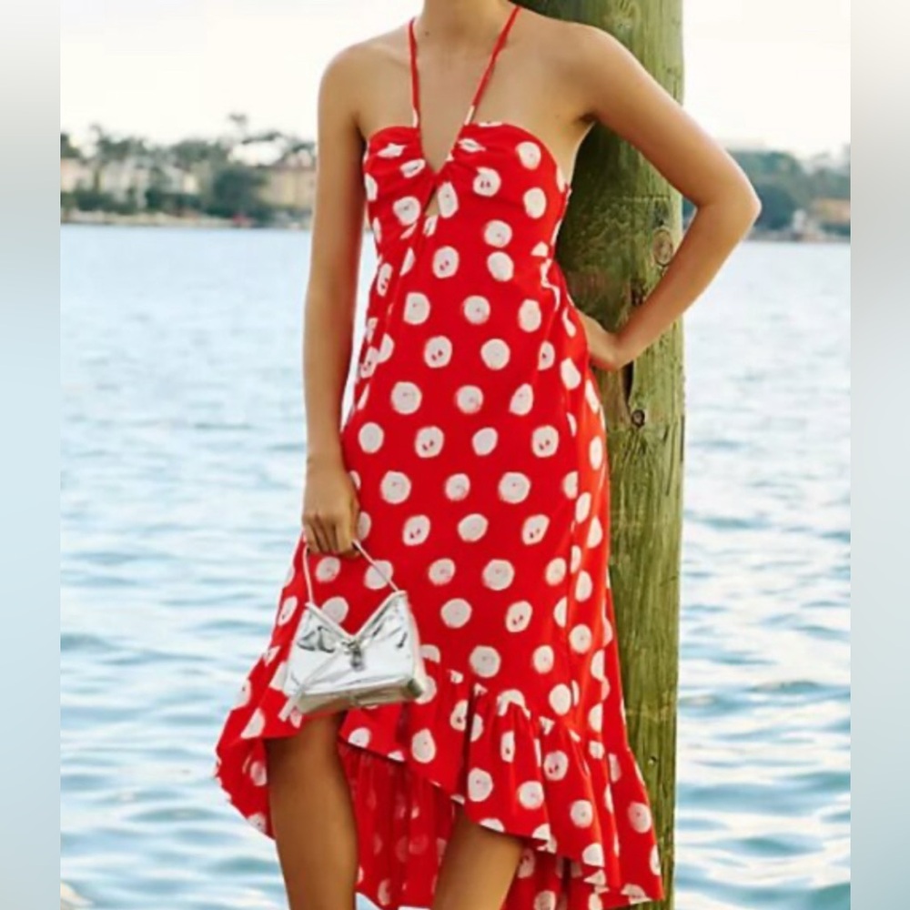 Anthropologie Plenty by Tracy Reese Halter High-Low Ruffle Dress Medium